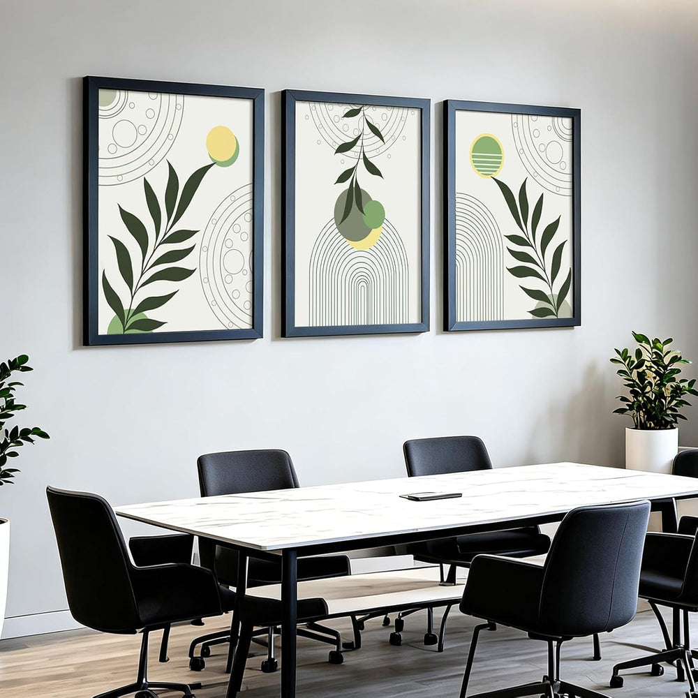 Black Framed Boho Abstract Canvas Wall Art Set 3-12×16 inch