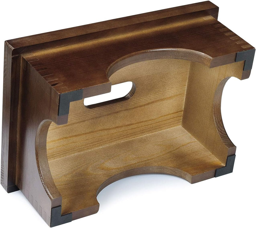 ECROCY Wooden Step Stools for Adults for Bed, Pre-Assembled Dark Walnut