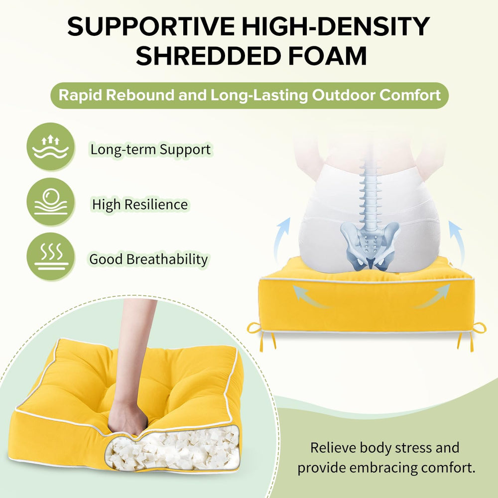 HARBOREST Outdoor Chair Cushions Set of 2, Tufted Patio Chair Cushions with T...