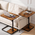 YUHFERA Large 2-Pack TV Tray Tables for Couch, Adjustable Height, Brown