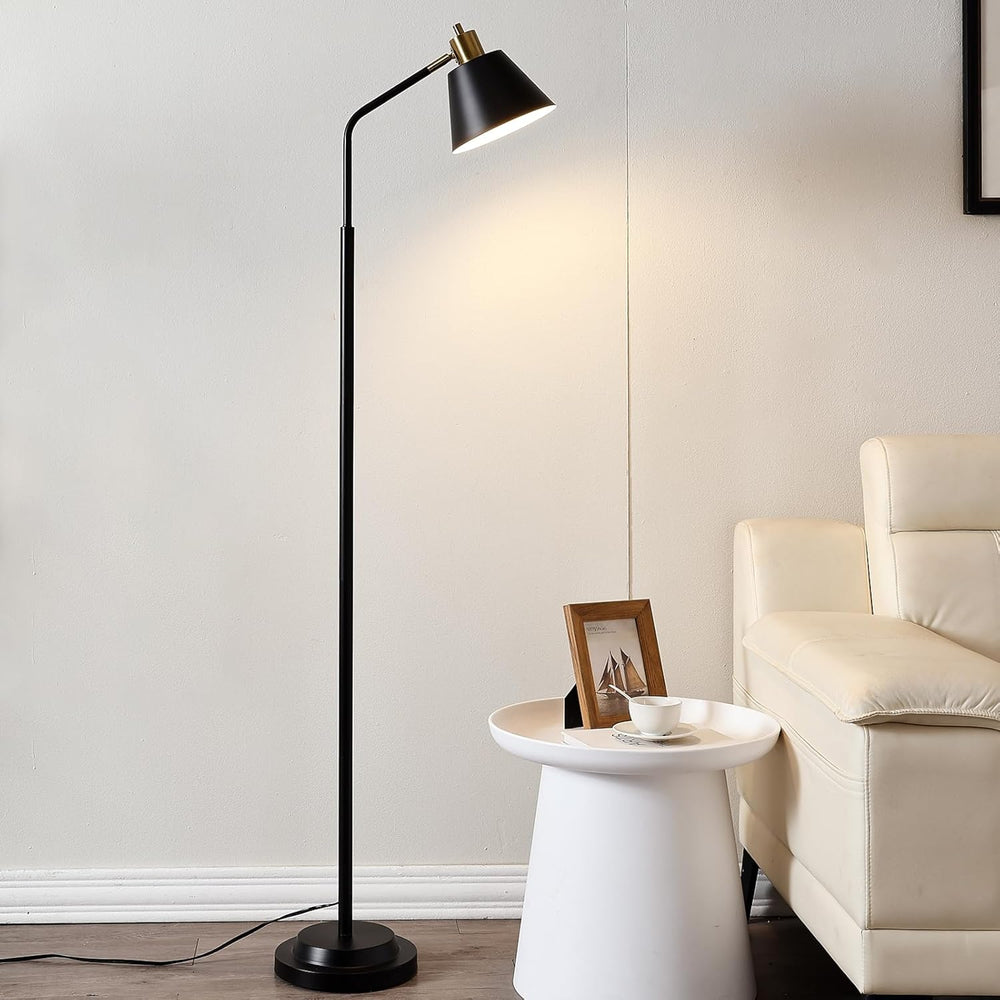 Upgraded Double-Base Black Floor Lamp, Adjustable Lamp Head-65.3"