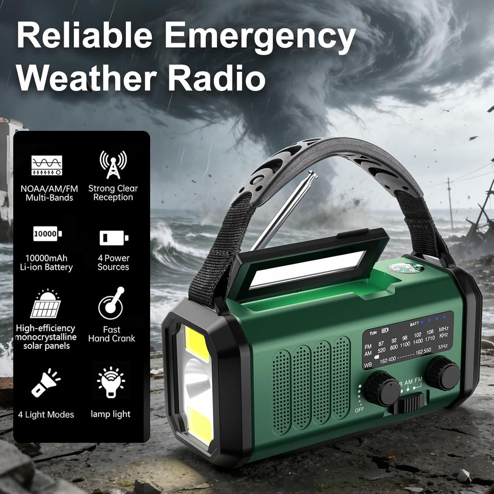 Leaton Hand Crank Emergency Radio, NOAA Weather Radio AM/FM,10000mAh