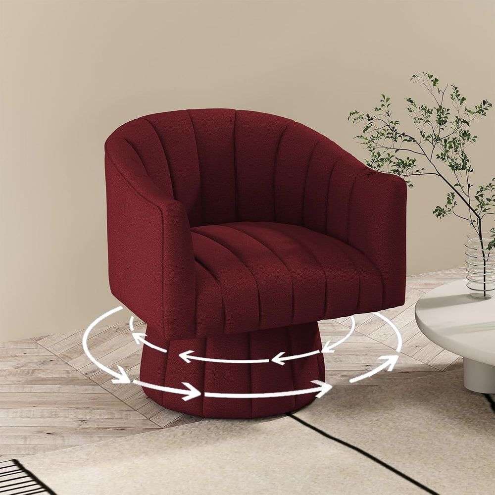 Modern Swivel Accent Chair, Velvet Corner Chair, Comfy Round Barrel Chair, Co...