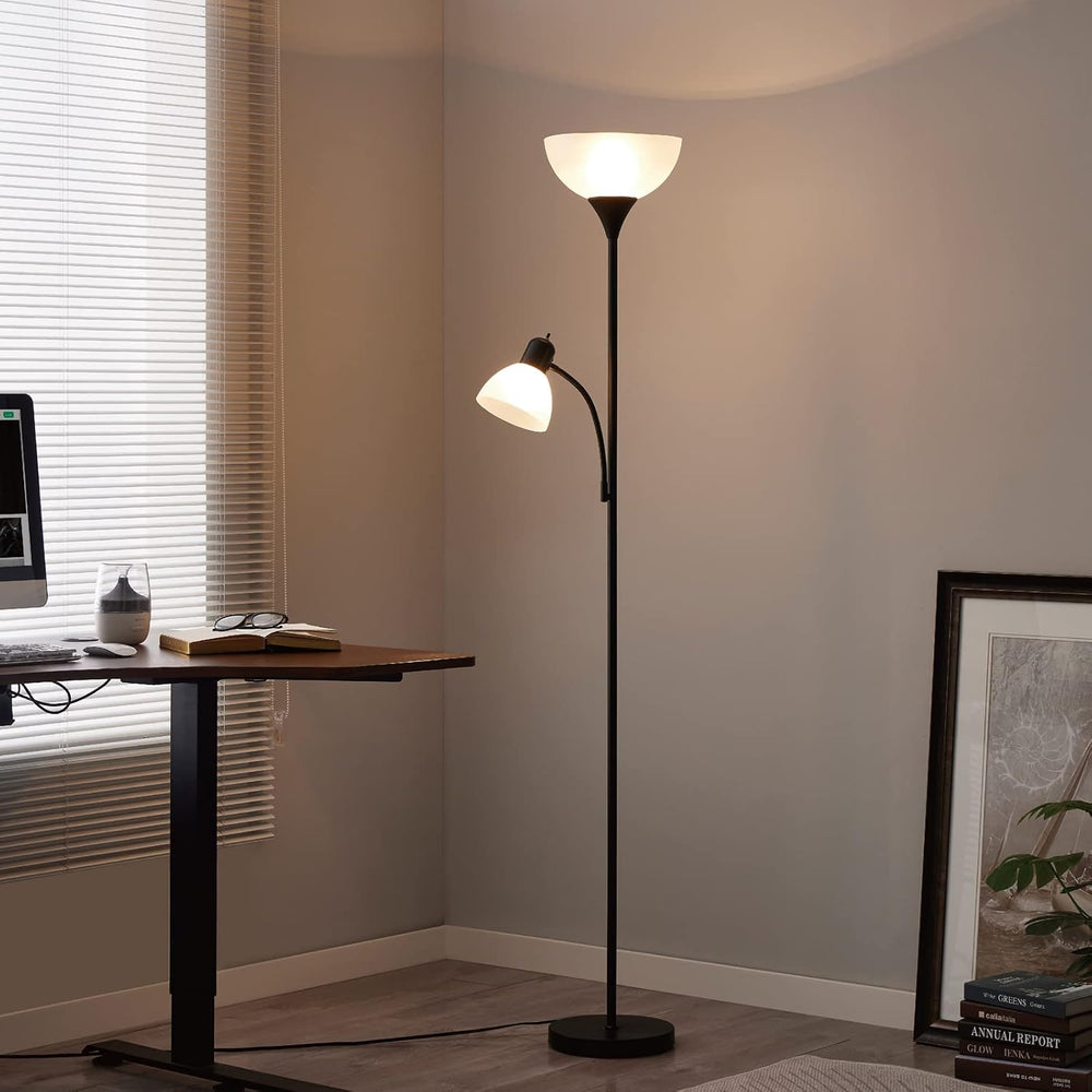 Floor Lamp with Reading Light, 72" Tall Lamp for 2 Head, Standing Lamps ...
