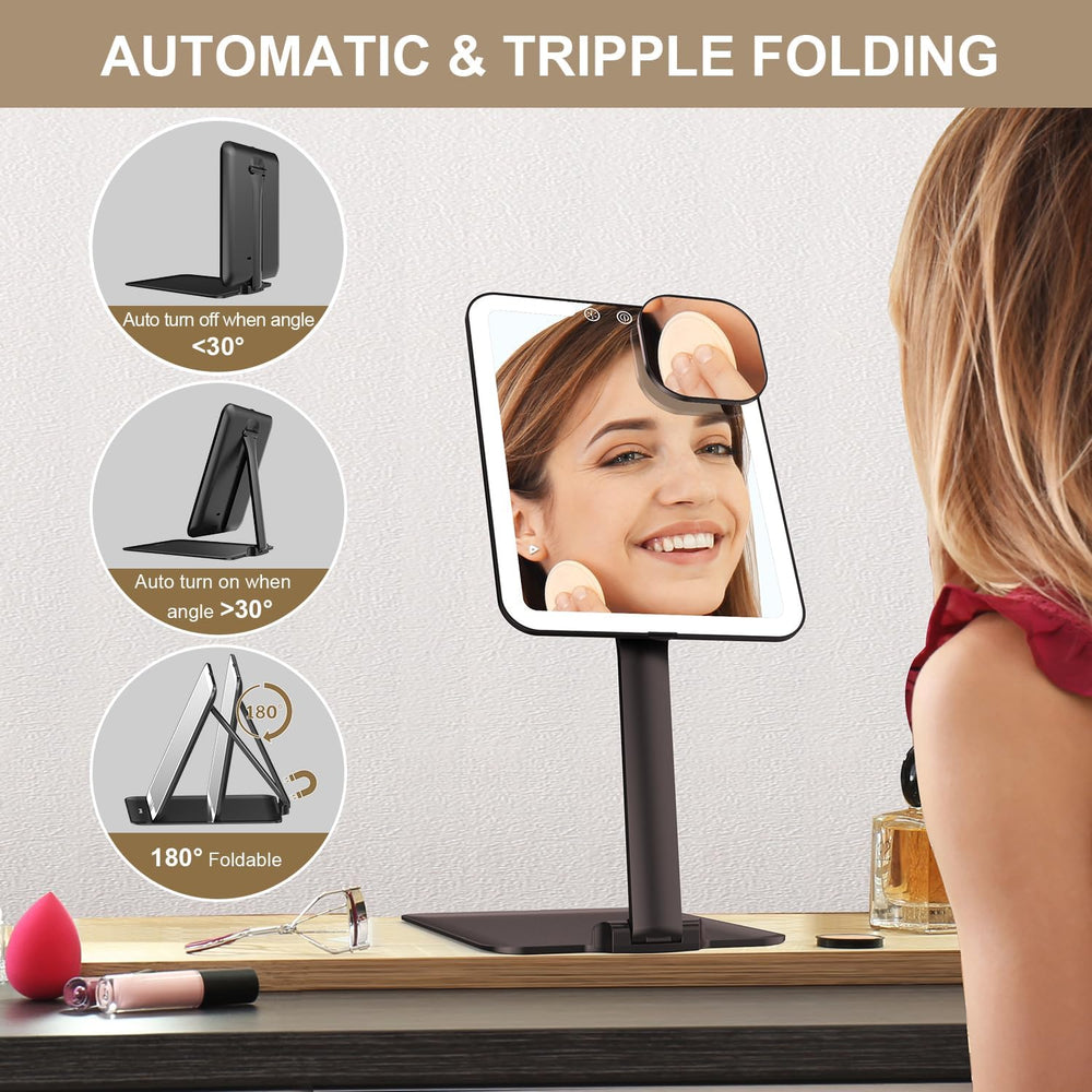 Mocado Travel Makeup Mirror with Light, Foldable Lighted Makeup Mirror