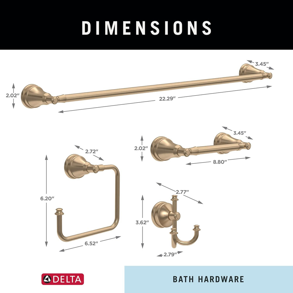 Delta Mylan 4-Piece Bathroom Set Champagne Bronze 18" Towel Rack, Toilet...