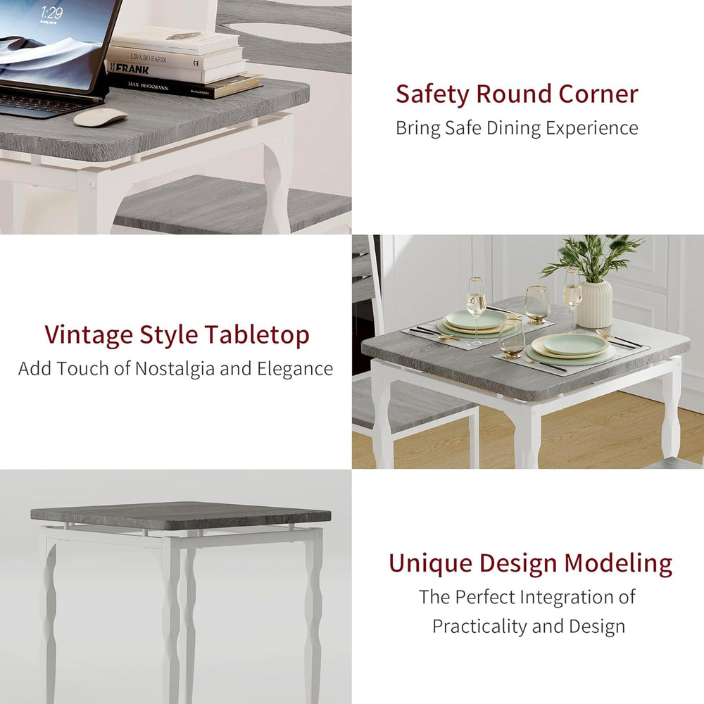 GarveeHome 3 Piece Dining Table Set, Kitchen Table Set for 2, Wash Grey