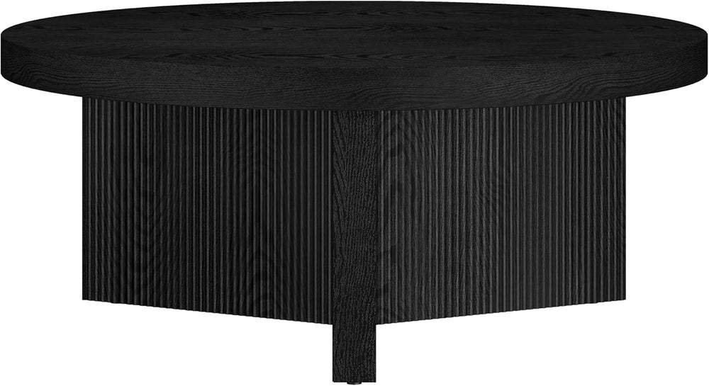 Henn&Hart 36" Scandinavian Fluted Coffee Table, Natural Black
