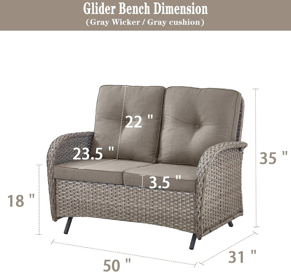 Belord Outdoor Glider Bench Patio Loveseat - 500 Lbs Weight Capacity 2 Seater...