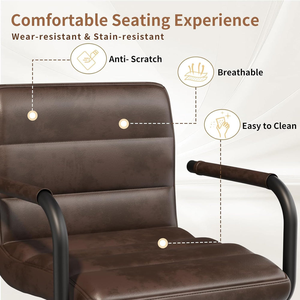 Adjustable PU Leather Swivel Bar Stools Set of 2
