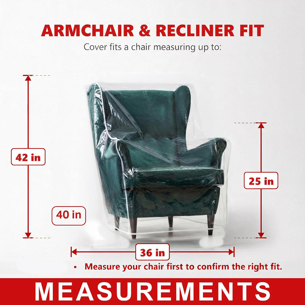 LAMINET Heavy Duty Clear Plastic Chair Covers Protectors for Recliner 4PK
