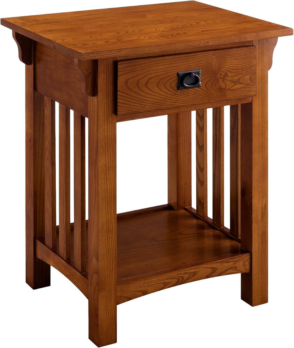 Leick Home Mission Impeccable Nightstand Side Table, 24", Medium Oak