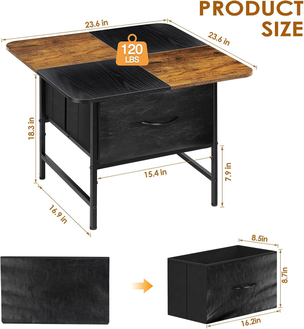Small Coffee Table for Living Room,Storage Coffee Table with 2 Drawer,Black