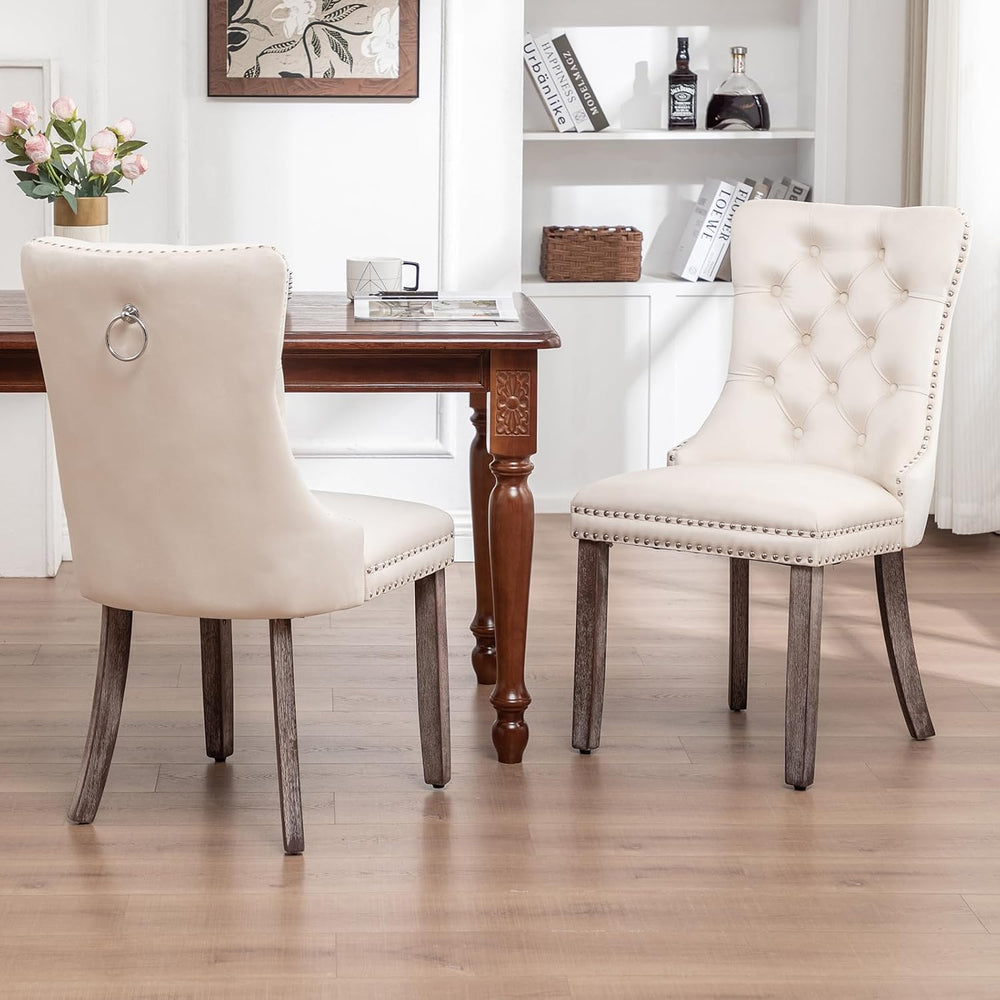 Eifizek Dining Chairs Set of 4 Upholstered Chairs with Tufted Back, Beige