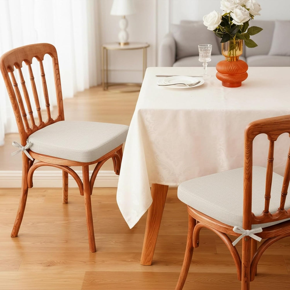 Beige Dining Chair Cushions with Ties, Waterproof Outdoor Seat Pads with Non-...