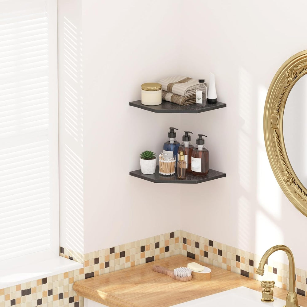 JJL Corner Shelves, 12 Inch Corner Shelf Wall Mounted with Wire Hole, 4 Tier ...