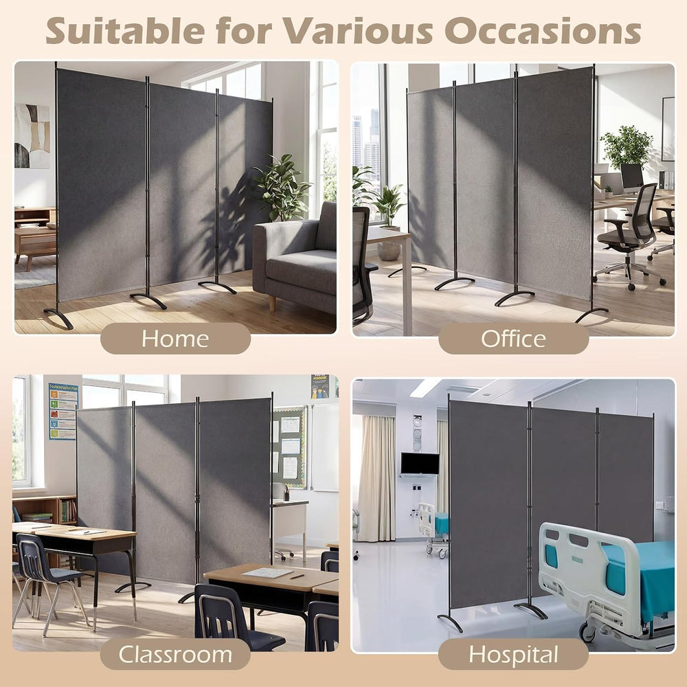 GIANTEX 3-Panel Room Divider, Folding Privacy Screen, 102" x 73", Gray