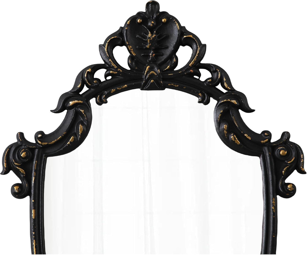 Vintage Black Wall Mirrors 16 x 24 inch, Distressed Finish Golden