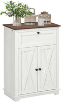 HOMCOM Farmhouse Barn Door Accent Cabinet with Double Doors White
