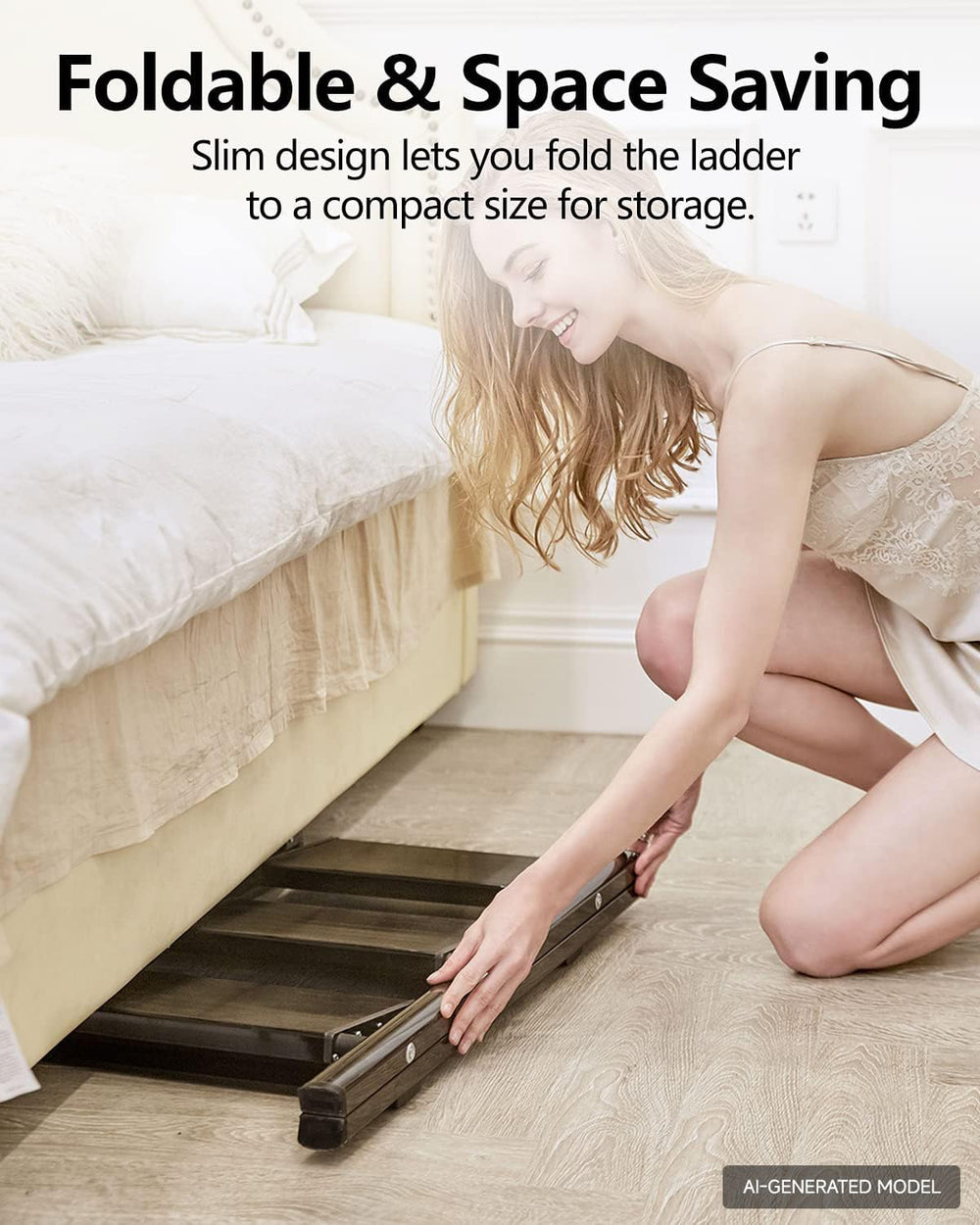 SOLADDER 3 Step Ladder, Folding Step Stool, Lightweight Stepladder, Black