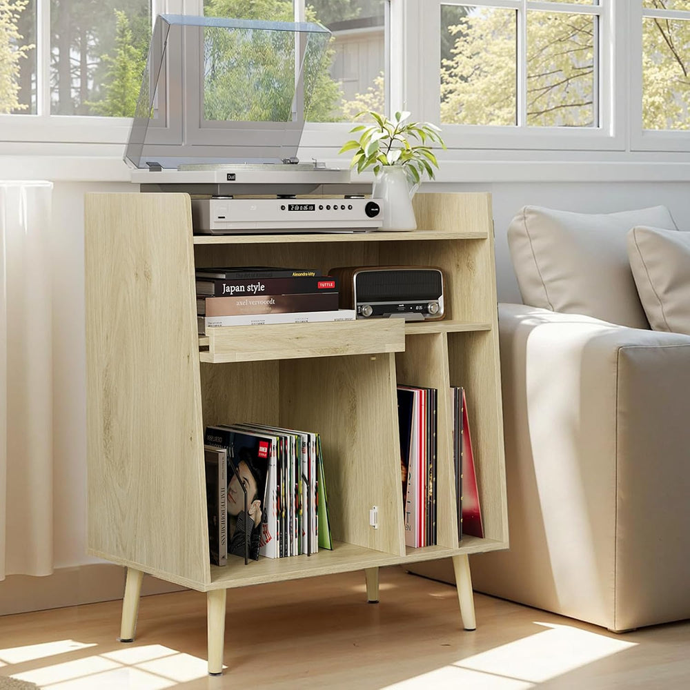 Kiasthome Record Player Stand, Vinyl Record Storage Cabinet Up to 150 Albums,...