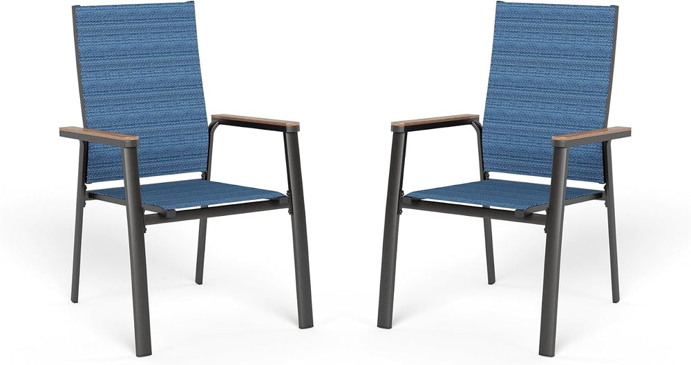 Sophia & William Patio Dining Chairs Set of 2, Stackable Aluminuum Frame