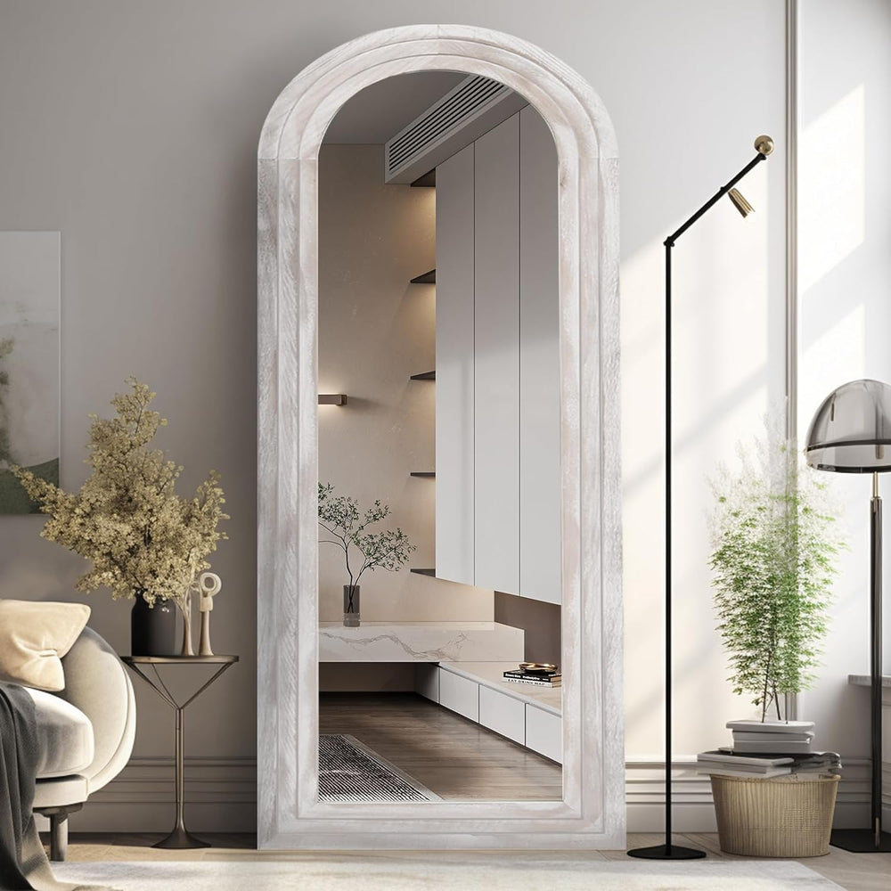 ZHUNFA Arched Full Length Mirror with Solid Wood Frame