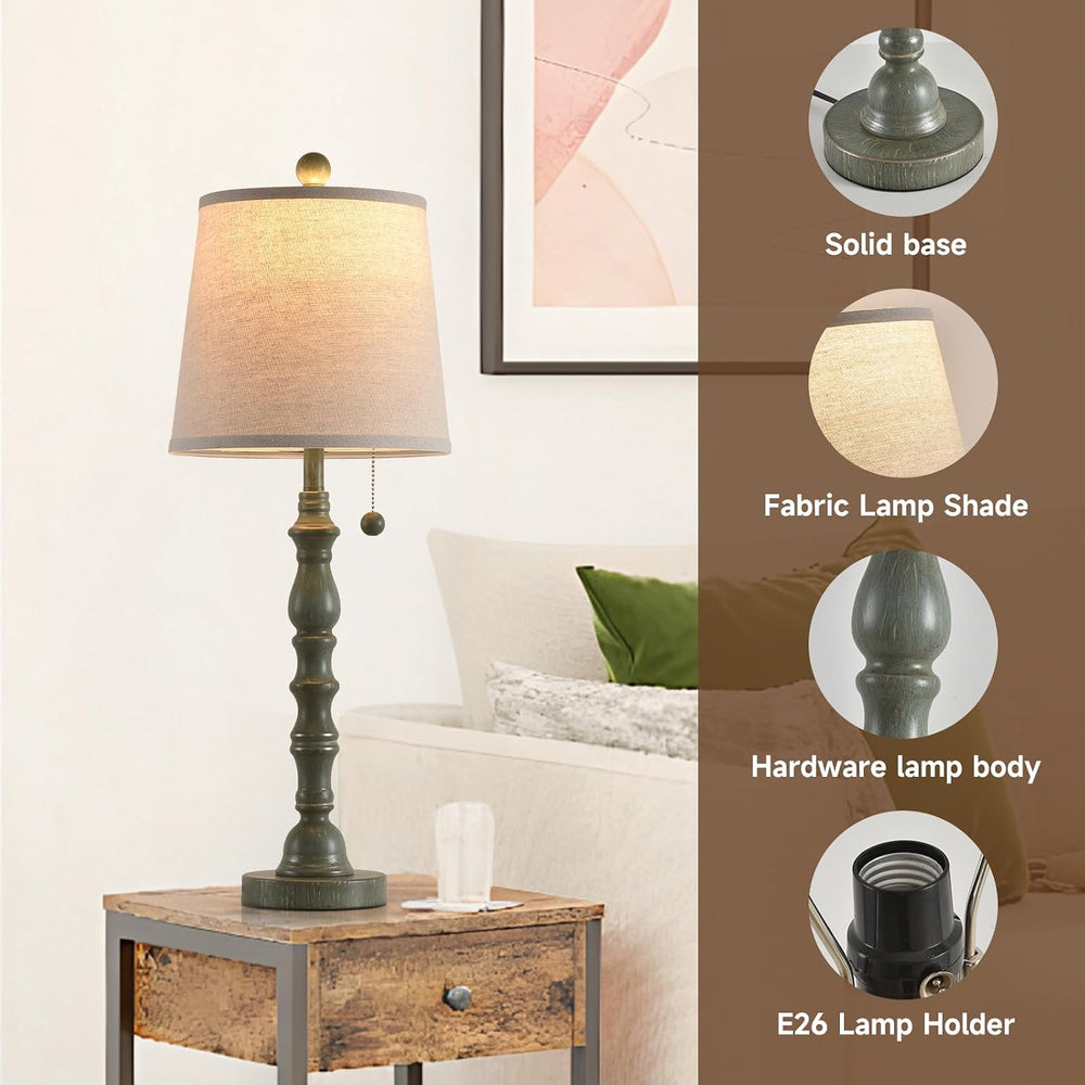 Lamps Set of 2 Modern Farmhouse Table Lamp Bedside Reading Lamps Living Room ...