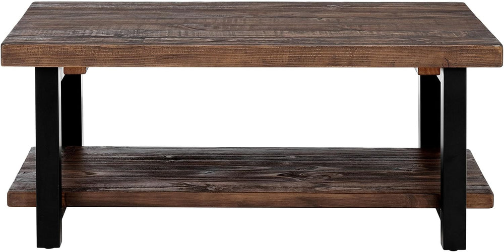 Alaterre Pomona 42 Inch Coffee Table with Storage Shelf, Rustic Natural