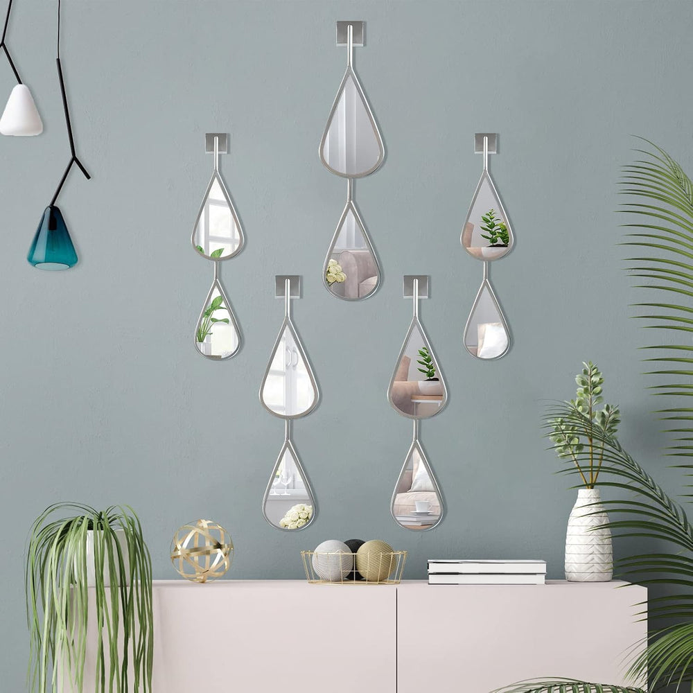 BAODANFU Decorative Mirrors Wall Mounted, Wall Mirror Silver Decor Tear Drop ...