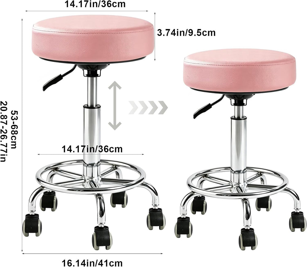500lb heavy-duty Rolling Stool with Wheels,9.5cm thick Comfort cushion