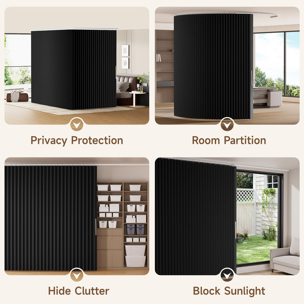 Room Divider Curtains with Ceiling Track Sets, Accordion Blackout Curtains