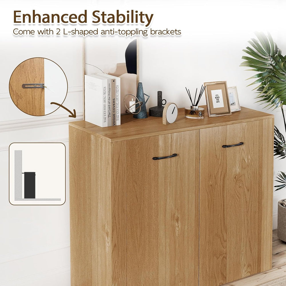 GIANTEX 38" Sideboard Cabinet with 2 Doors & 4 Shelves, Credenza, Na...