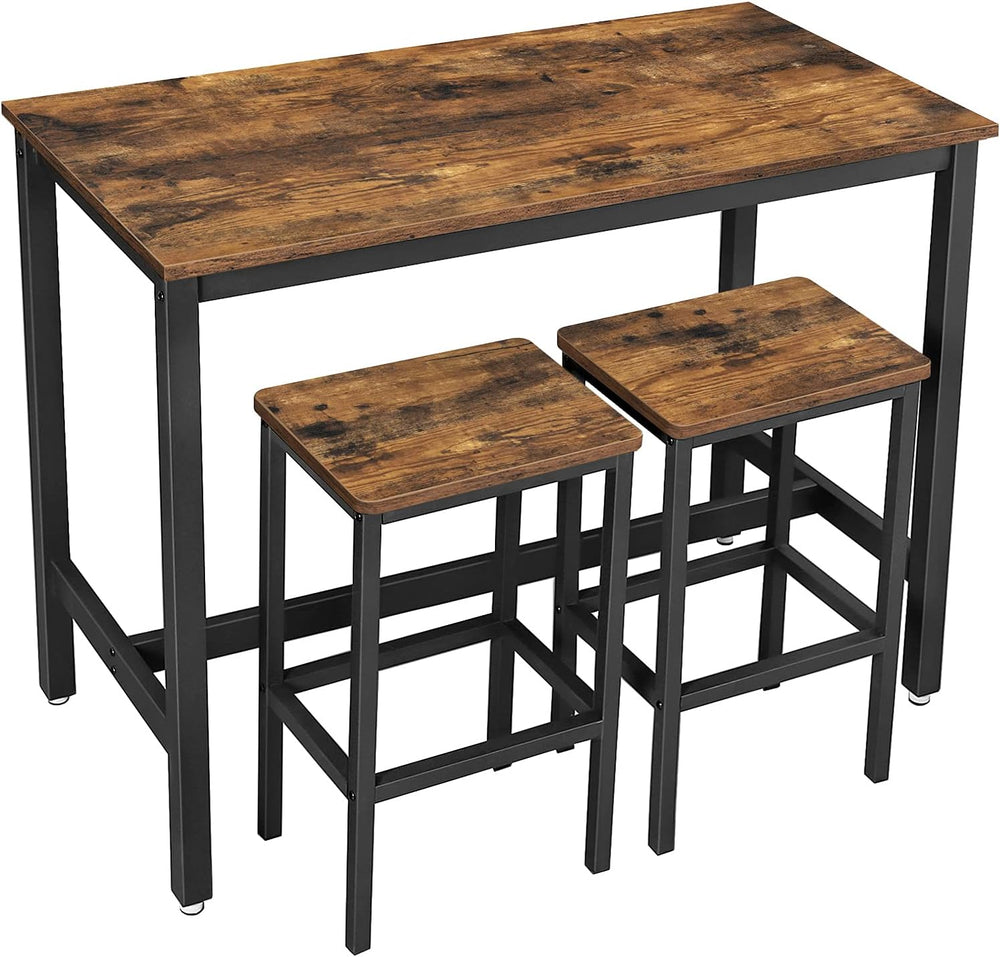 VASAGLE Bar Table Set with 2 Bar Stools, Modern Basic