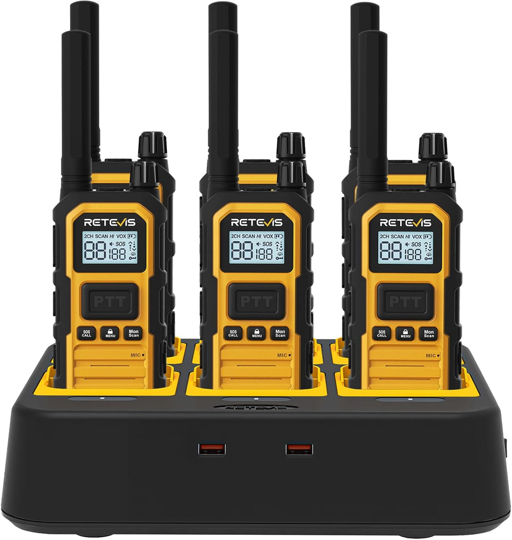 Retevis RB48 Plus Waterproof Walkie Talkies Long Range,GMRS Radios (6 Pack)