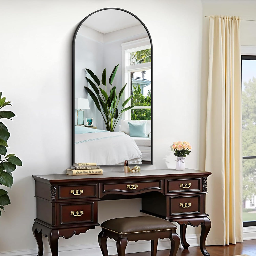CIRCUMI Arched Wall Mirror, 24"x48" Black Arched Mirror for Bathroom