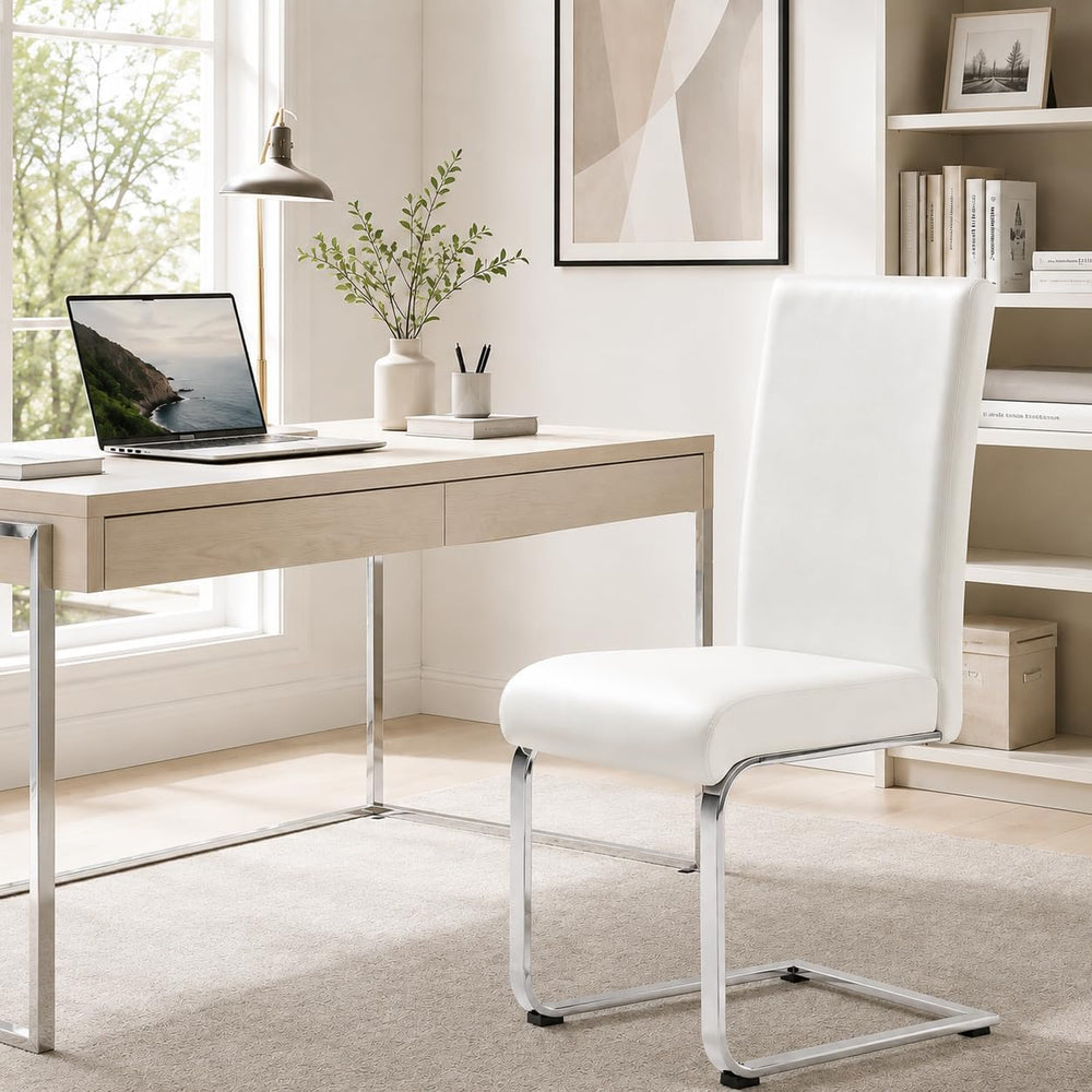 Yaheetech Dining Chairs Set of 2 High Back Modern Kitchen Chairs White