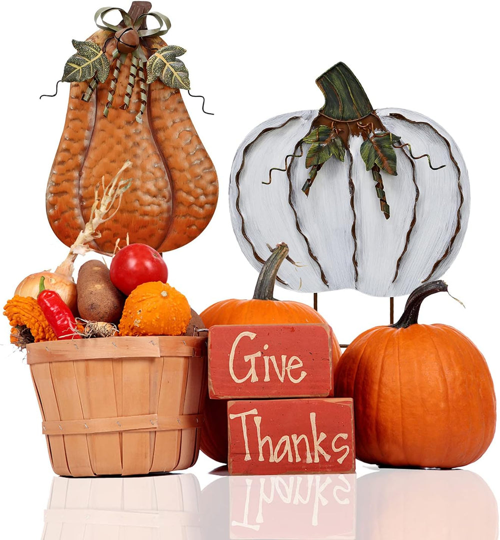 Pumpkin Garden Stake Metal Yard Sign Fall Decor Decorative Pumpkin Yard