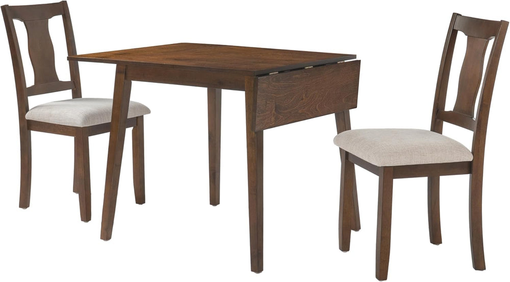 P PURLOVE 3 Piece Kitchen Dining Set, Wood Dining Table Set, Brown+Beige