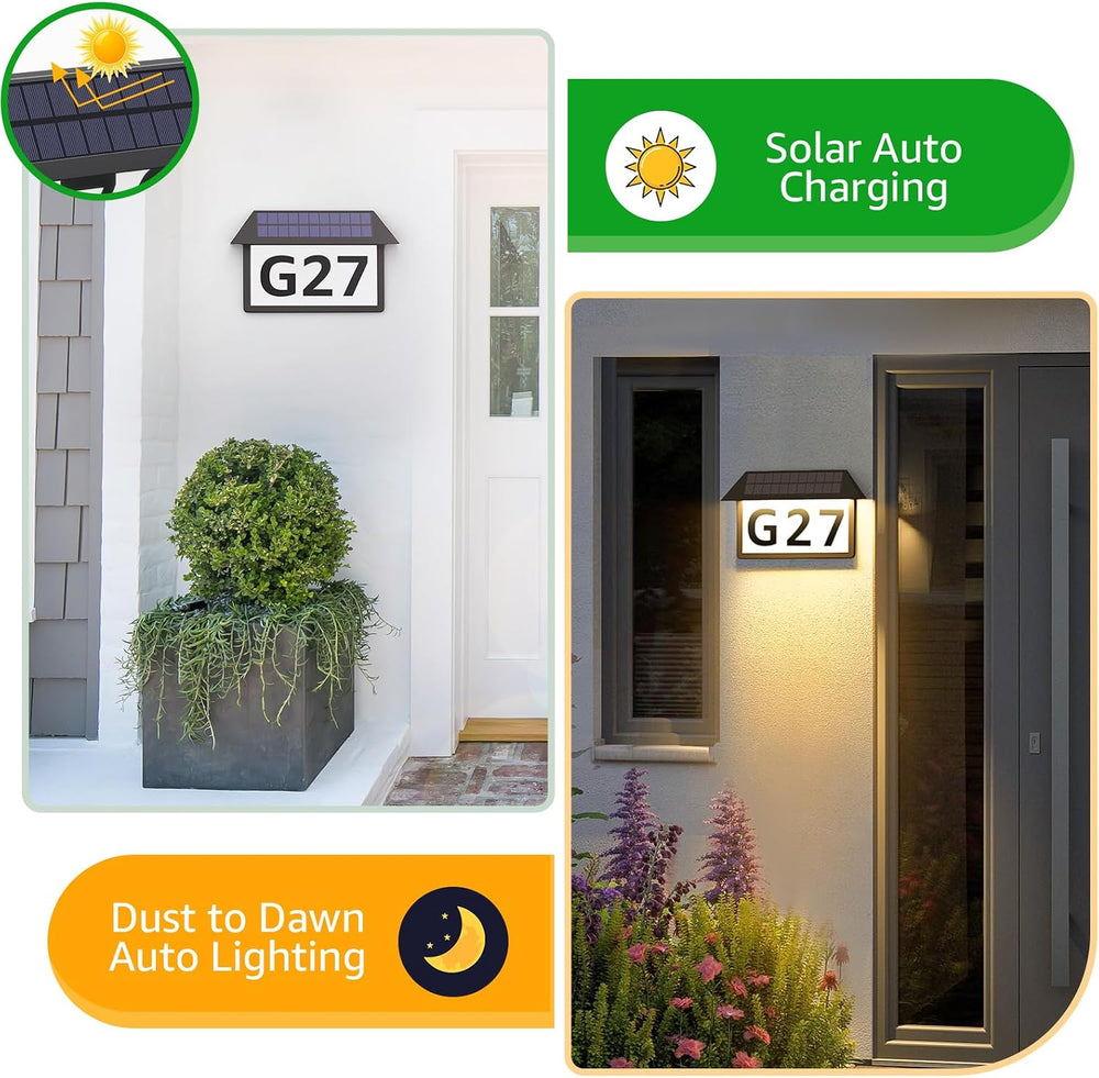 ASOMST Solar Address Sign, Lighted House Numbers Waterproof, 3-Light Modes