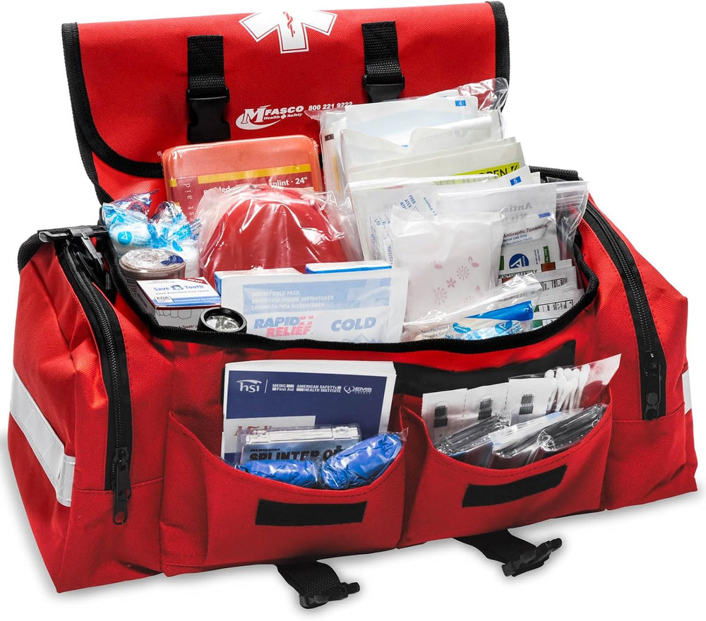 School First Aid Kit Classroom Emergency Bag Trauma Supplies 200+, Red