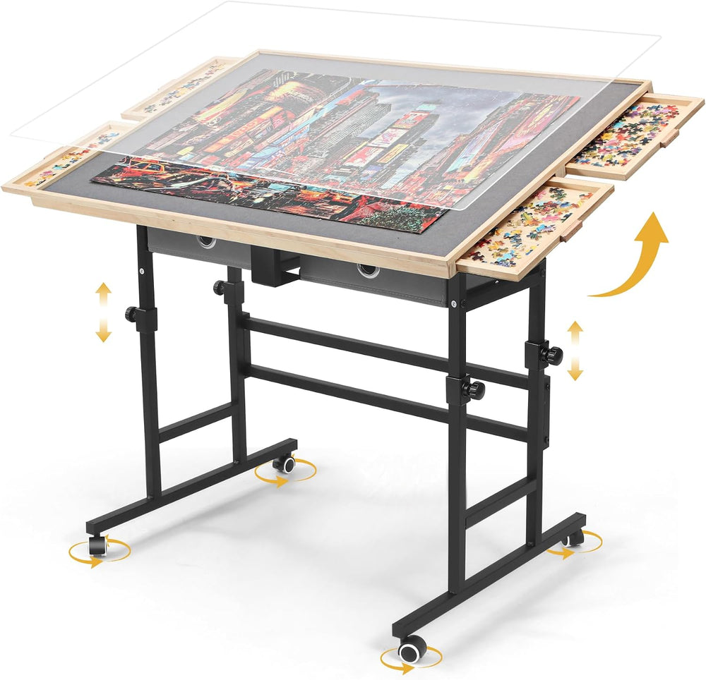 BuilderButler Puzzle Table 1500 Pieces with Wheels, Drawers & Cover, 33.5...