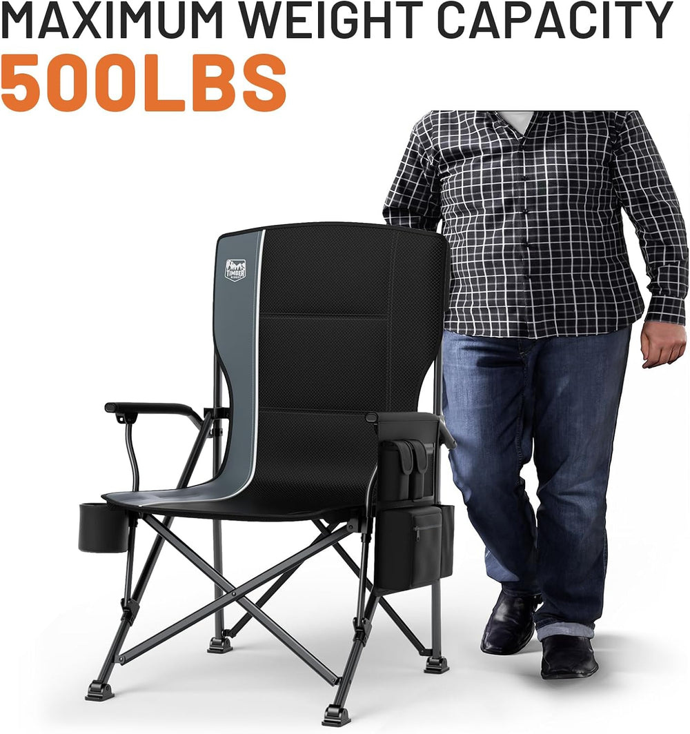 TIMBER RIDGE Oversized Folding Camping Chair High Back 500lbs