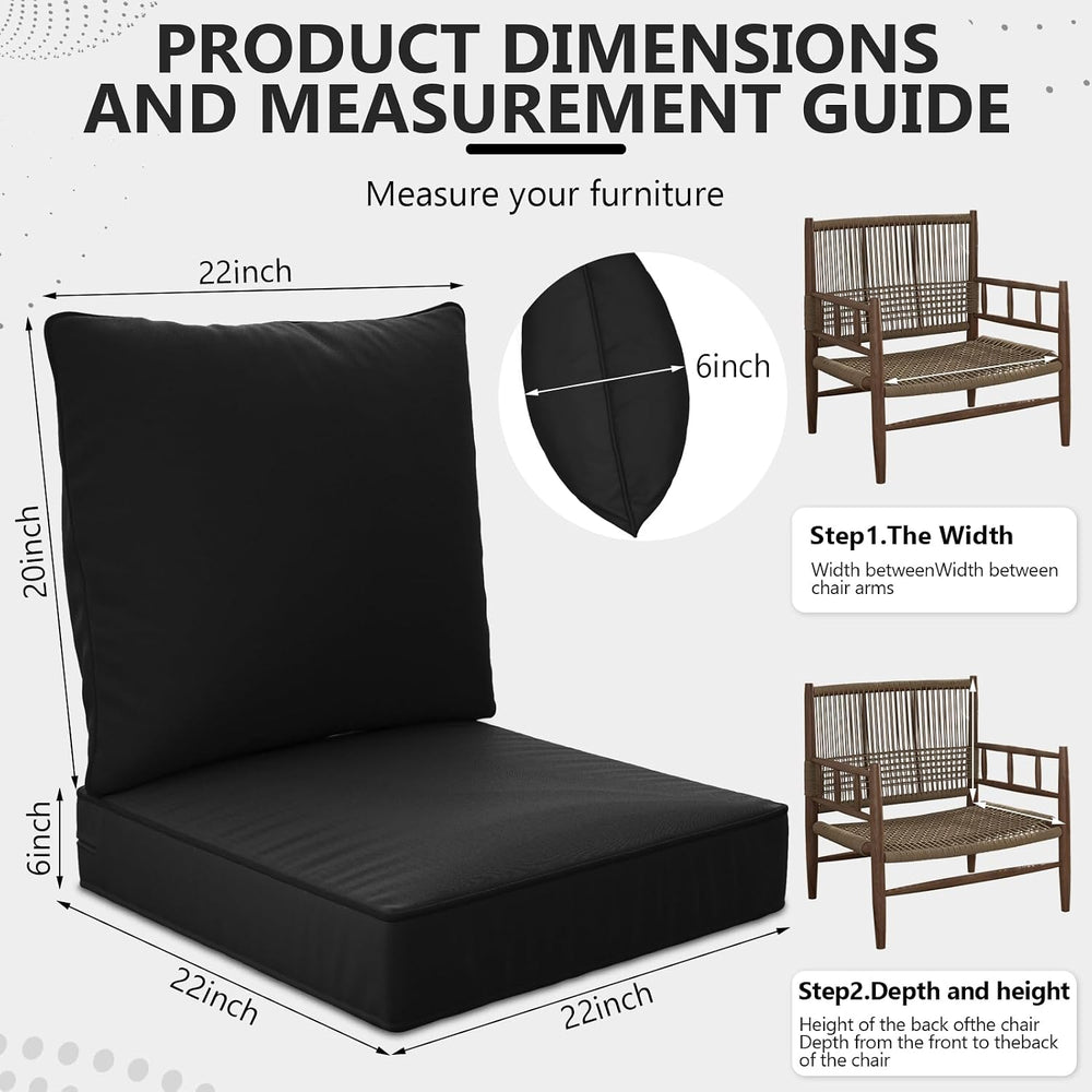 22" x 22" x 6" Outdoor Deep Seat Cushions Set - 6 Set Waterpro...