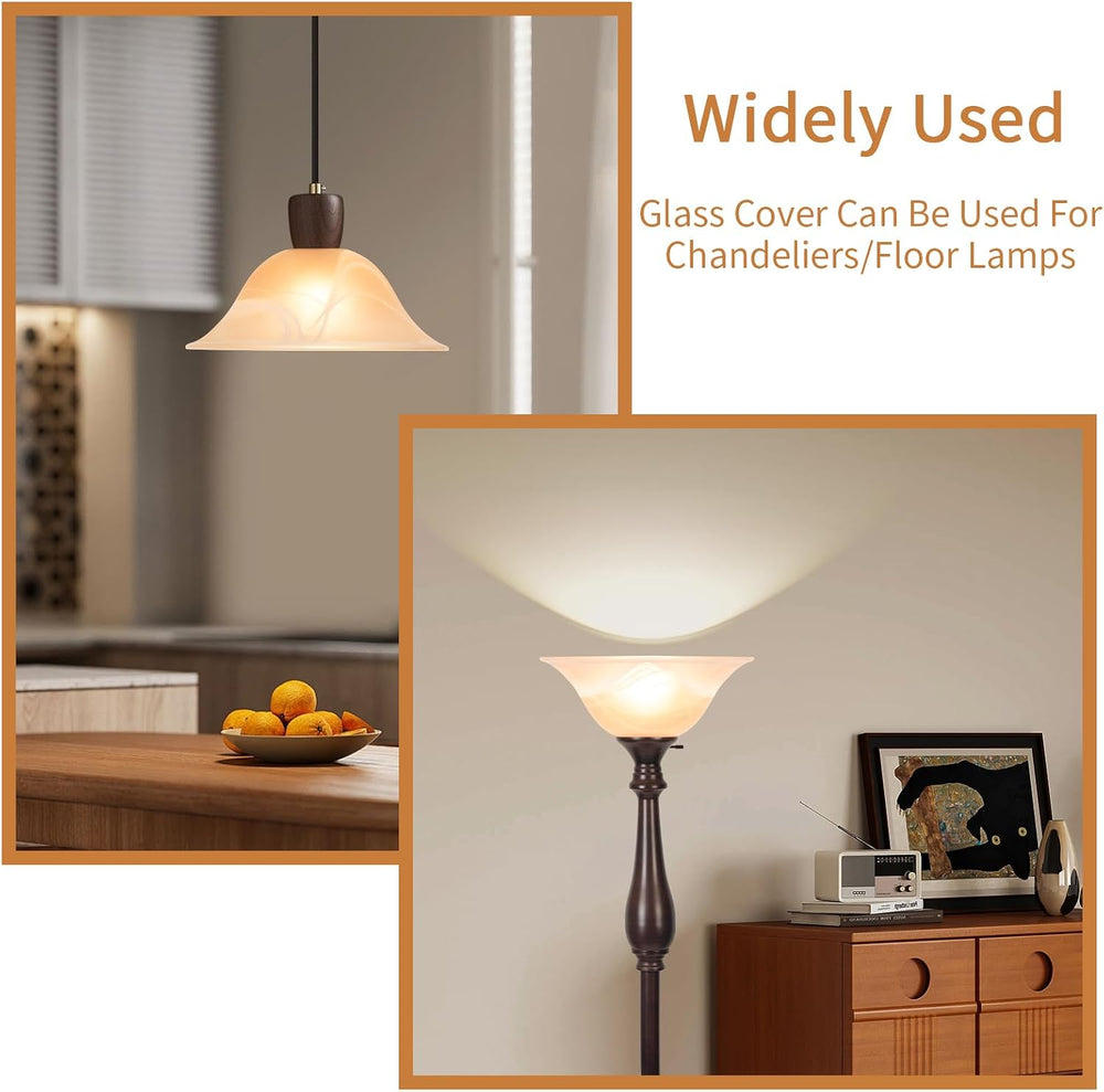 Glass Bowl Shade Replacement for Torchiere Floor Lamp, Standing Lamp Replacem...