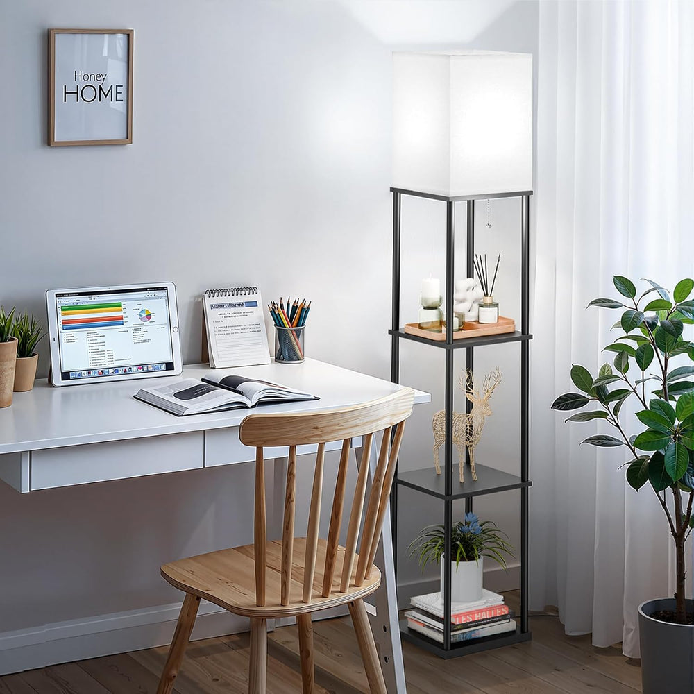 Coucrek 2-Pack Floor Lamp with Shelves, 3-Tier Standing Shelf Lamp