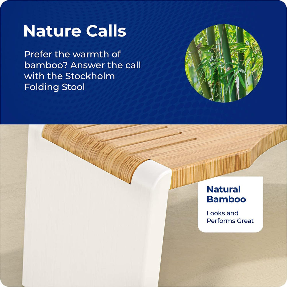 Squatty Potty Stockholm Folding Bamboo Toilet Stool - 7" Brown & White