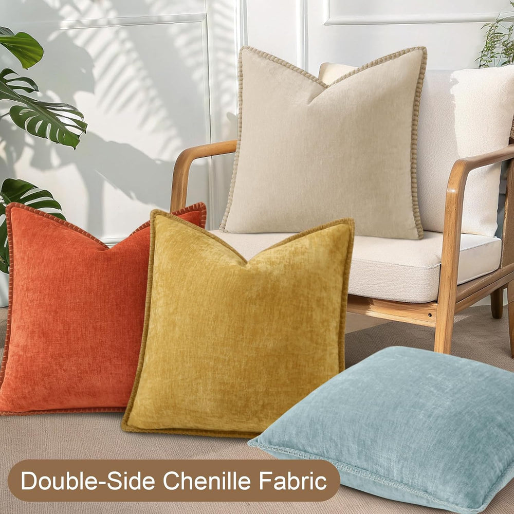 decorUhome Fall Soft Decorative Chenille Throw Pillow Covers 18x18 Set of 4