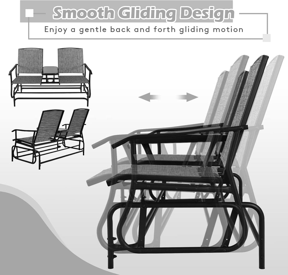 S AFSTAR 2-Person Outdoor Glider, Patio Glider Bench Chairs with Center Tempe...