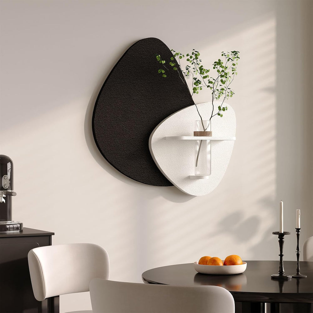Cuspin 3D Textured Black and White Wall Art with Vase and Shelf, 1 Piece
